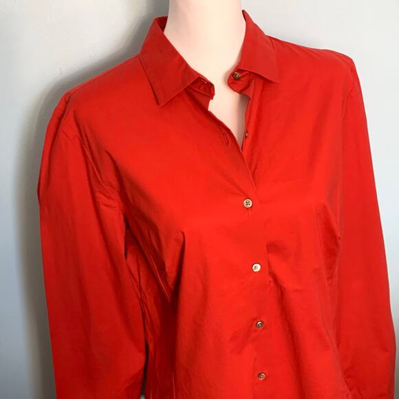 Ann Taylor Stretch Red Button Down Shirt Size 14 - Picture 2 of 8